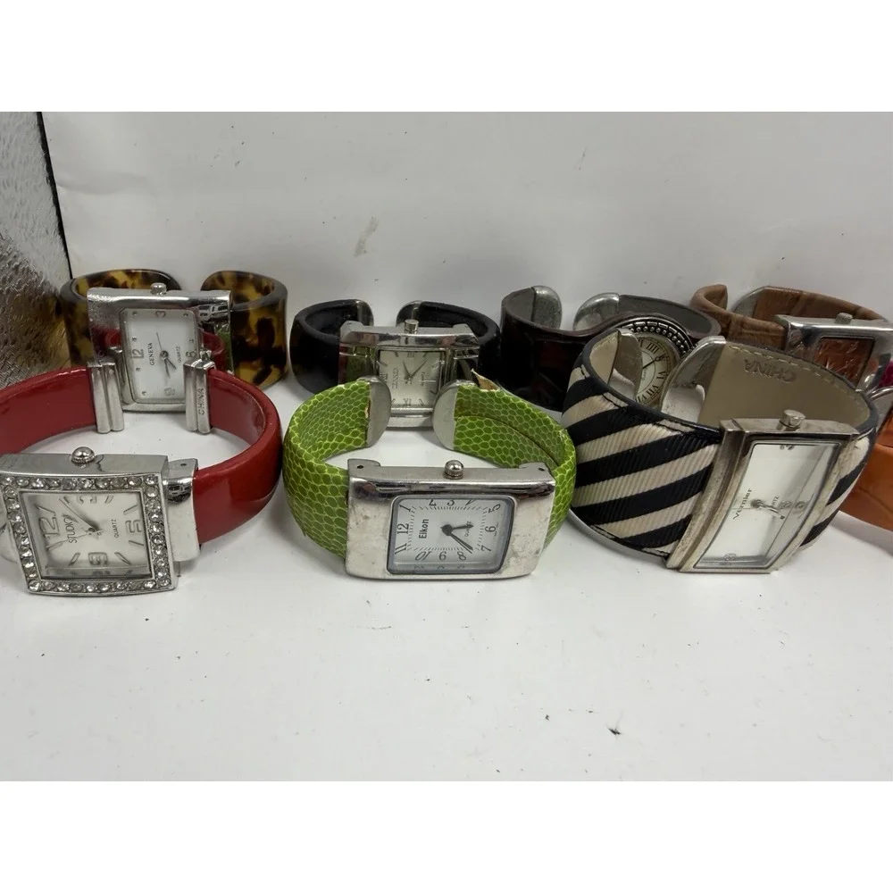 Mixed Brands Cuff Bangle Bracelet Watches Lot Of 20 Mixed Materials